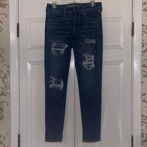 AE Super Super Stretch Distressed Jegging - Picture 1 of 4